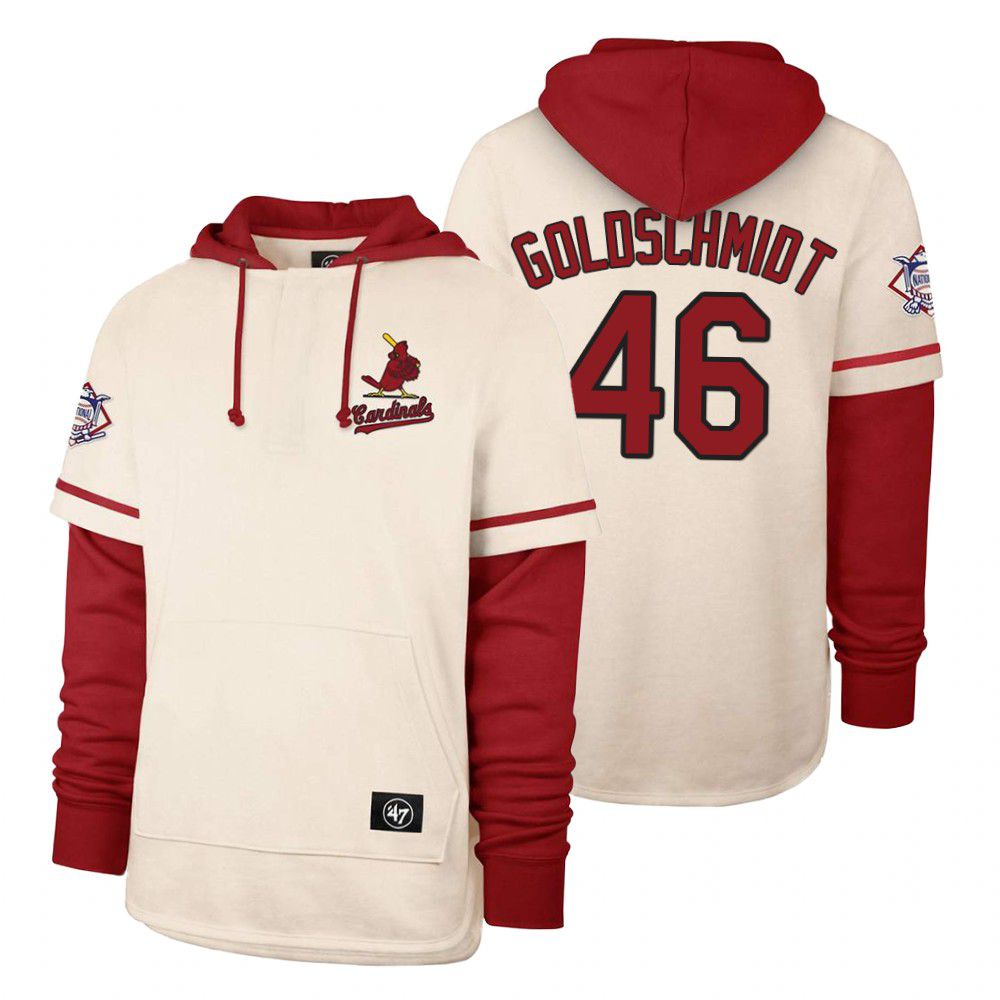 Men St.Louis Cardinals #46 Goldschmidt Cream 2021 Pullover Hoodie MLB Jersey->customized mlb jersey->Custom Jersey